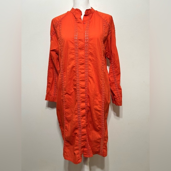 Melissa Odabash Emily Crochet Trim Lace Eyelet Cotton Button Up Shirt Dress - Picture 8 of 13